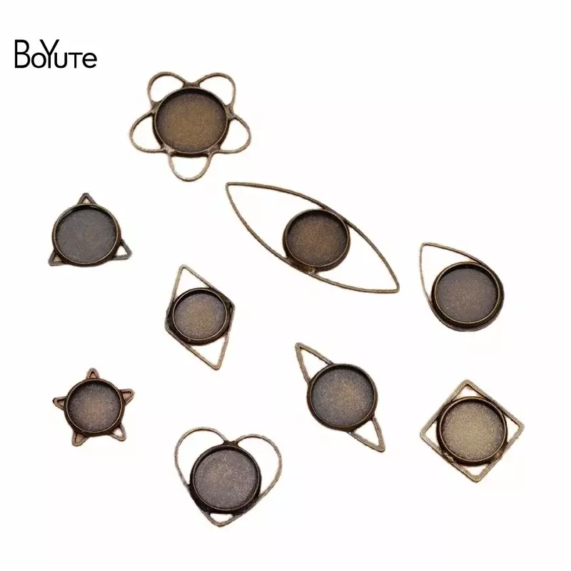 BoYuTe-Base de cabujón hecha a medida, accesorios de joyería Diy, materiales hechos a mano, ajuste de bandeja en blanco, 10-12-14mm, 200 unids/lote