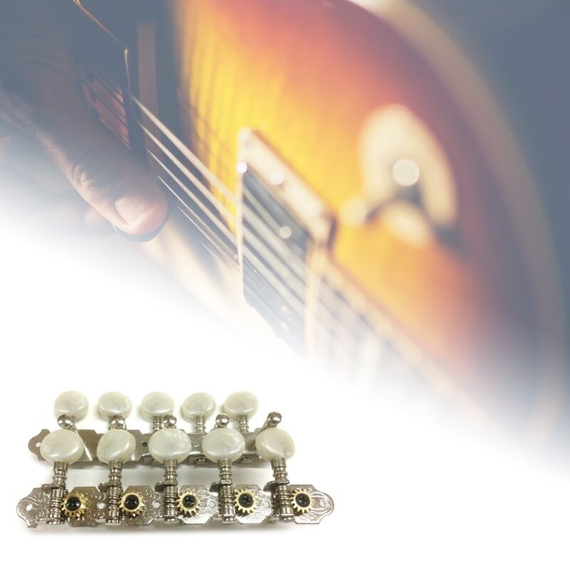 5L/5R Gitar Tuning Kunci Tuner Kepala Mesin 10 String Berlapis Emas Satu Lubang Tuning Pasak untuk Gitar Akustik Klasik