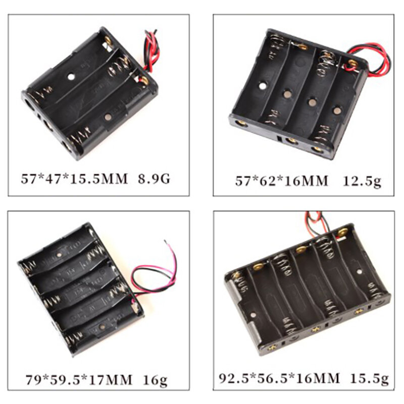 Caja de almacenamiento de soporte de batería AA con cable de plomo, contenedor de protección de batería, 1, 2, 3, 4, 5, 6 ranuras, nuevo