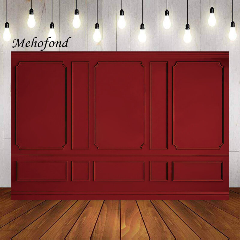 Mehofond Photography Background Christmas Red Wall Interior Xmas Holiday Party Kids Family Portrait Decor Backdrop Photo Studio