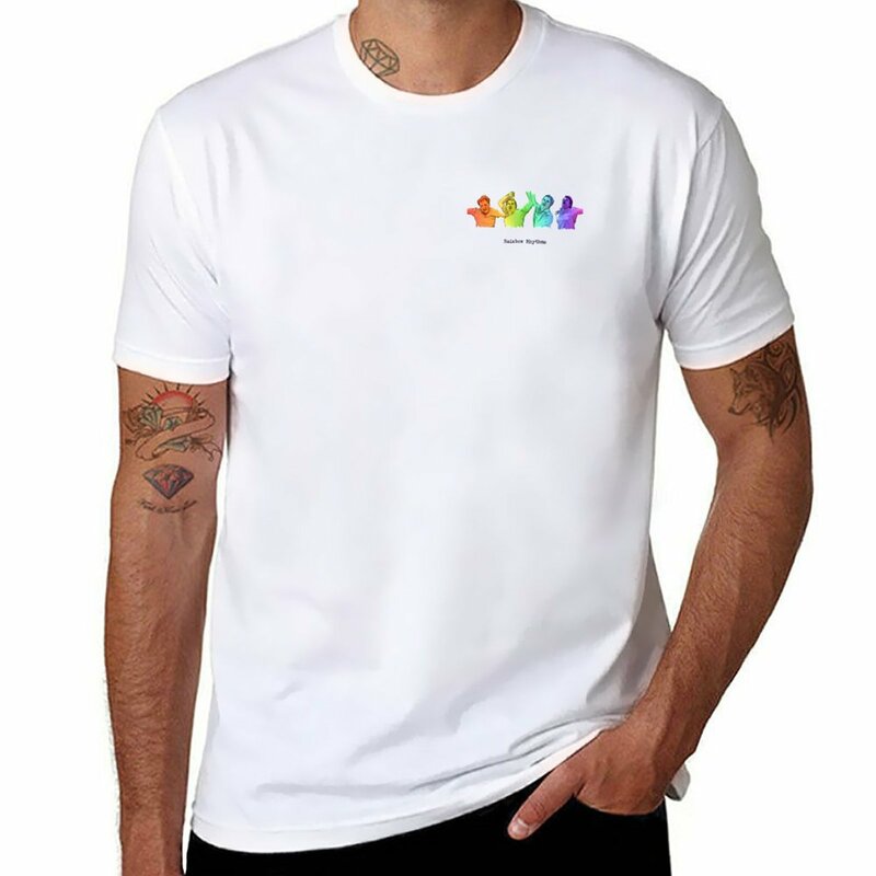 Camiseta de espectáculo de ritmos arcoíris para hombre, ropa estética en blanco, camisetas personalizadas, nuevas