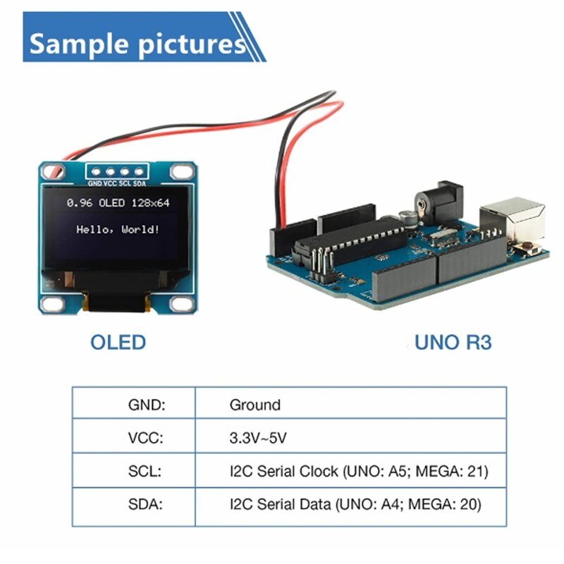 Modulo Display oled bianco seriale OLED IIC originale da 0.96 pollici 128 x64 I2C SSD1306 12864 scheda schermo LCD per Arduino