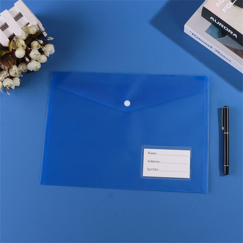 PVC A4 파일 포켓 백 투명 봉투 파일 폴더, 단추 학교 사무실 문서 정리함 케이스