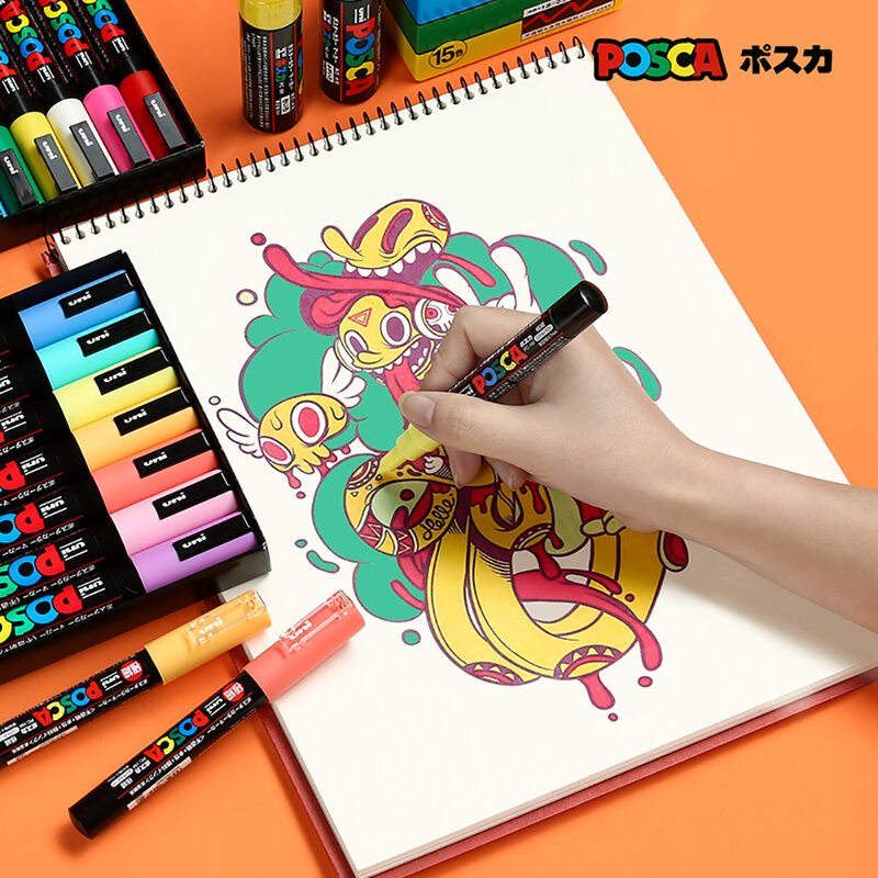 اليابان يوني POSCA علامات القلم مجموعة PC-1M PC-3M البوب الإعلان المشارك الكتابة على الجدران ملاحظة القلم اللوحة رسمت باليد الفن لوازم