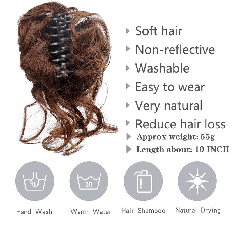 Perruques de cheveux synthétiques bouclés désordonnés pour femmes, extension de griffe de chignon, postiche pour femmes, faux cheveux