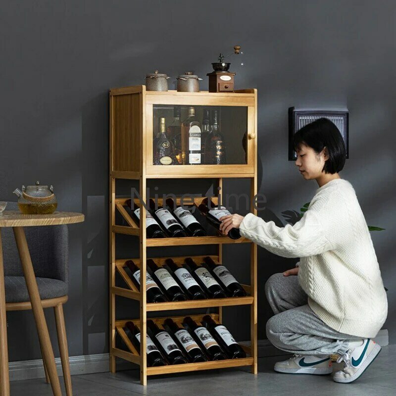 Wooden Display Wine Cabinets Holder Storage Unique Corner Bar Cabinet Club Small Barra De Vino Armoire Vitre Home Decoration