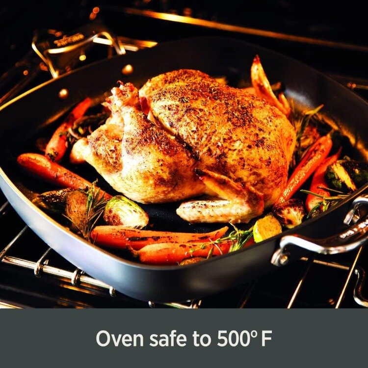 すべてのコーティングされた必需品ハード陽極酸化防止調理器具セット、オーブンセーフ、黒の鍋とフライパン、350f、10個