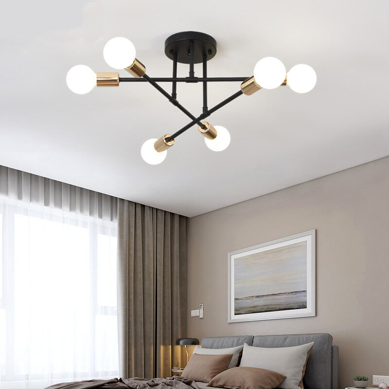 Nordic Modern Creative Ceiling Lamps Iron Art Warmth Golden Bedroom Restaurant Study Chandeliers LED Indoor Lighting Fixtures