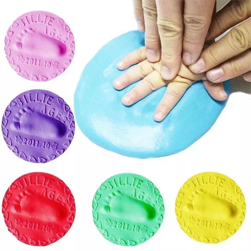 Baby Footprint Clay Makers Infant Air Drying Soft Clay 3D Fingerprint Paw kit genitore-figlio Inkpad giocattolo fai da te souvenir per bambini