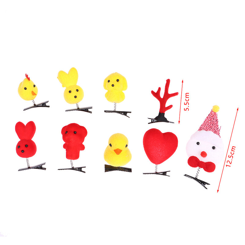 귀여운 작은 동물 머리핀, 닭 봄 머리핀, 토끼 머리핀, 하트 모양 머리핀, 크리스마스 선물, 어린이 머리핀, 1 개, 5 개