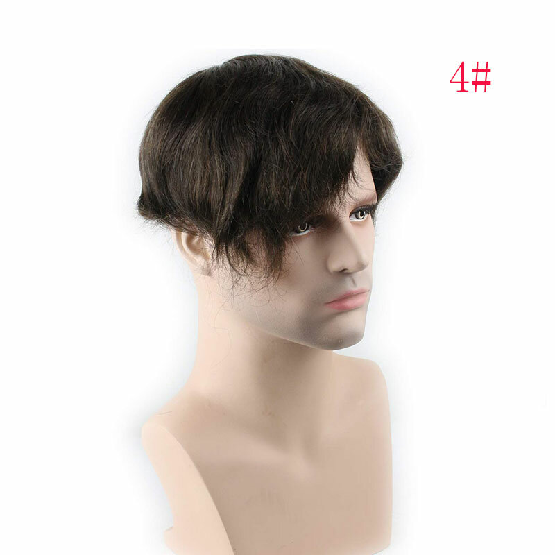 Швейцарские моно-кружева с мягкой искусственной кожей для мужчин 10 дюймов x 8 дюймов европейские натуральные человеческие волосы коричневого цвета 4 # мужские Сменные волосы
