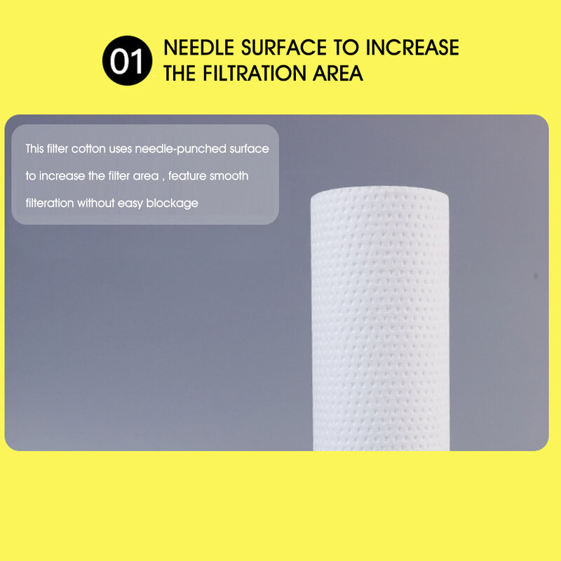 1/5 Micron PP Sediment Water Filter Replacement Cartridge for Water Purification 6.2*6.2*25.4cm Filter Cotton Water Purification