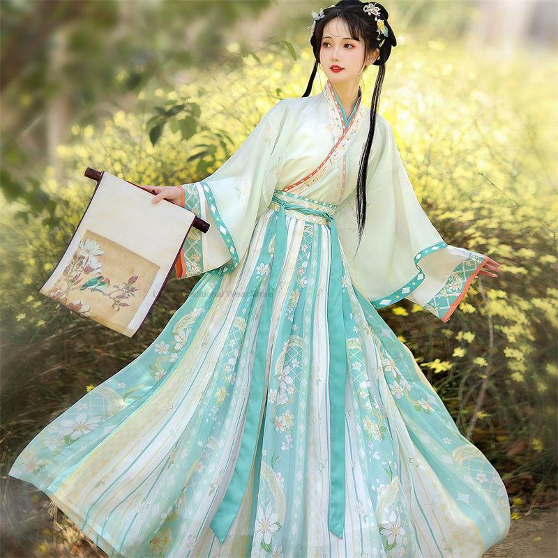 Vestido de princesa antigua Oriental bordado Hanfu de estilo chino, disfraz de Cosplay para niña, ropa Vintage, conjunto de vestido de hada Hanfu