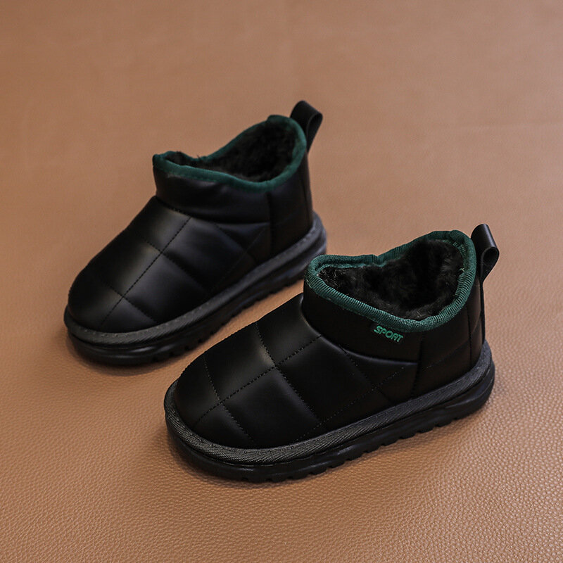 Зимние новые детские зимние ботинки утолщенные теплые хлопковые ботинки для девочек кожаные меховые интегрированные ботинки для мальчиков ботинки для девочек
