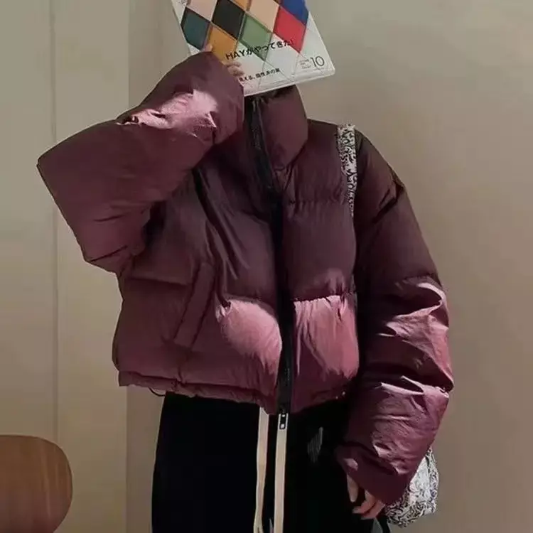 Женский короткий хлопковый костюм, свободный и утепленный костюм в Корейском стиле с воротником-стойкой, костюм для хлеба в иностранном стиле, новинка 2023