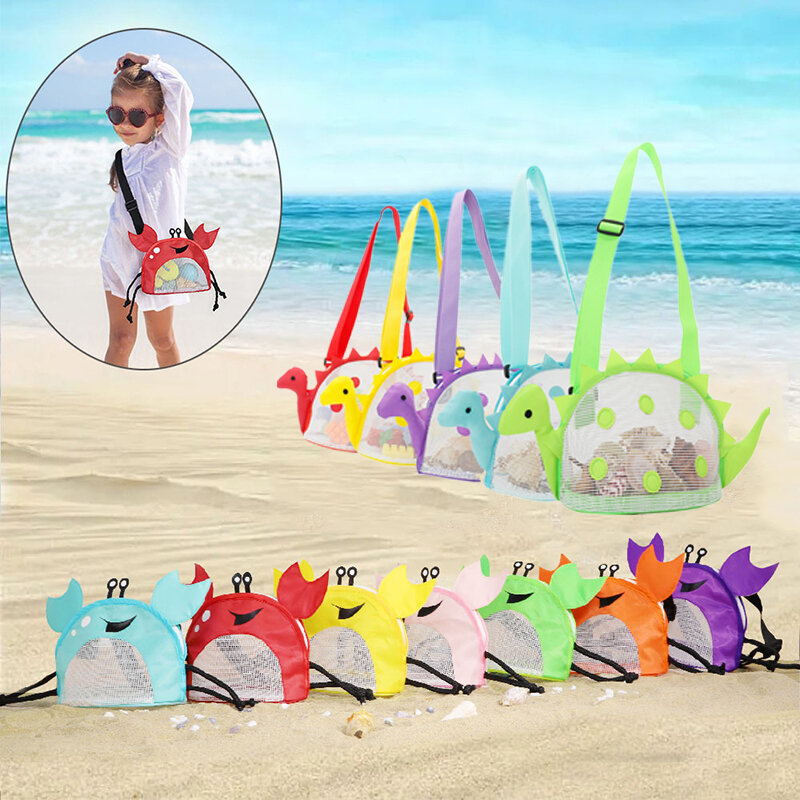 Torba na plażę nowa zabawka torba dla dzieci duży krab dinozaur na zewnątrz kolor powłoki torba z siatki zabawki plażowe plecak do przechowywania