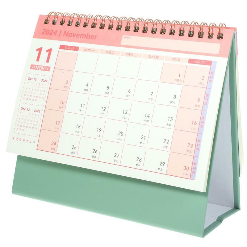 Calendário de mesa, pequena mesa de planejamento mensal, mini mesa de escritório, agenda de parede, decorativo diário, 2024
