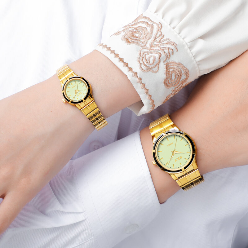 KKY 남녀공용 럭셔리 골드 시계, 패션 스포츠 방수 시계, 커플 레저 쿼츠 시계, 신제품