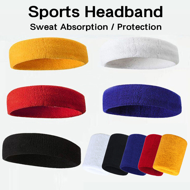 Cotton Athletic Headband Elastic Sweatband Protection Basketball Sport Adult Kids Gym Fitness Sweat Hair Band Volleyball Tennis