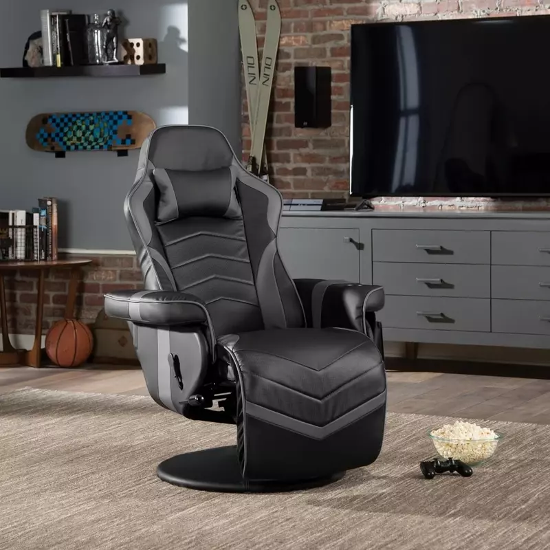 Electronic Game Lounge Chair com apoio para os pés, Console, Computador, Ajustável, Cinza