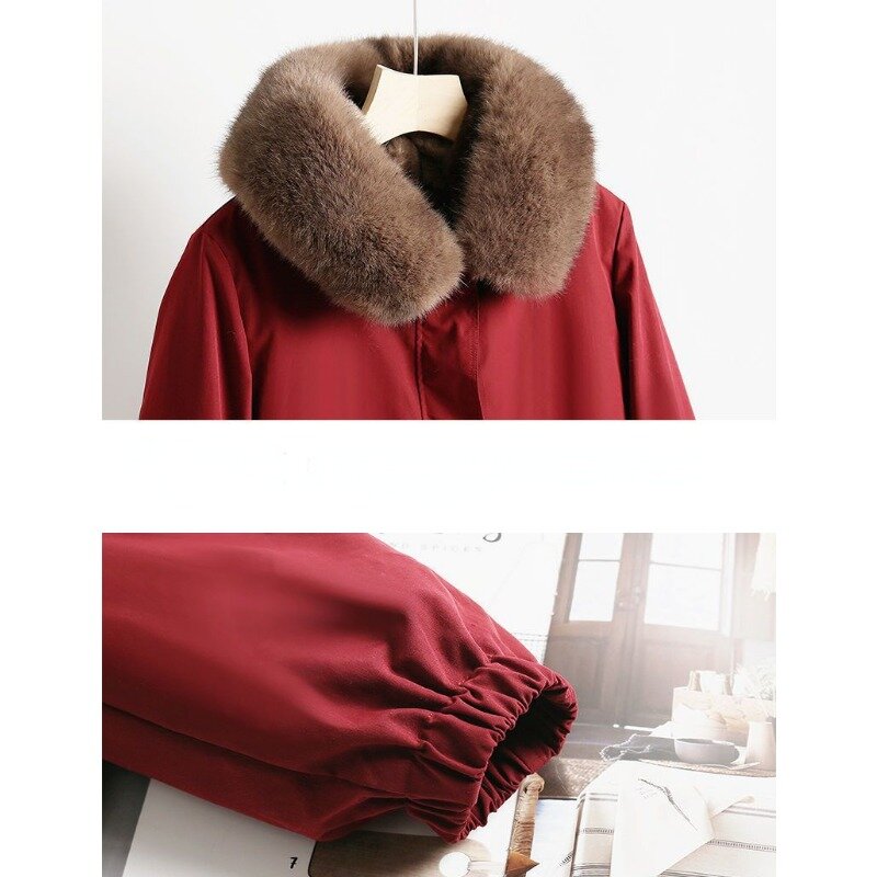 2023 New Women Winter Faux Fur Coat Below The Knees Long Overcoat Mink Fleece Removable Inner Liner Jacket Thick Hooded Outwear