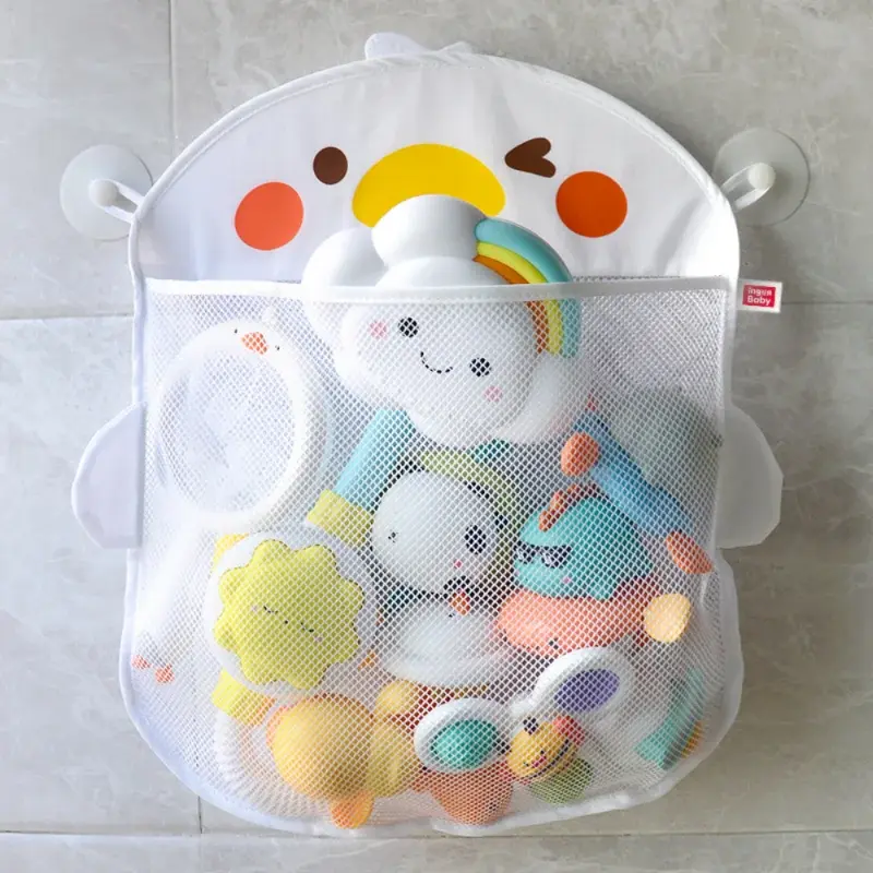 赤ちゃんのお風呂のおもちゃのためのかわいいアヒルの収納バッグ、恐竜メッシュネット、強力な吸盤、入浴ゲームバッグ、バスルームオーガナイザー、子供のための水のおもちゃ