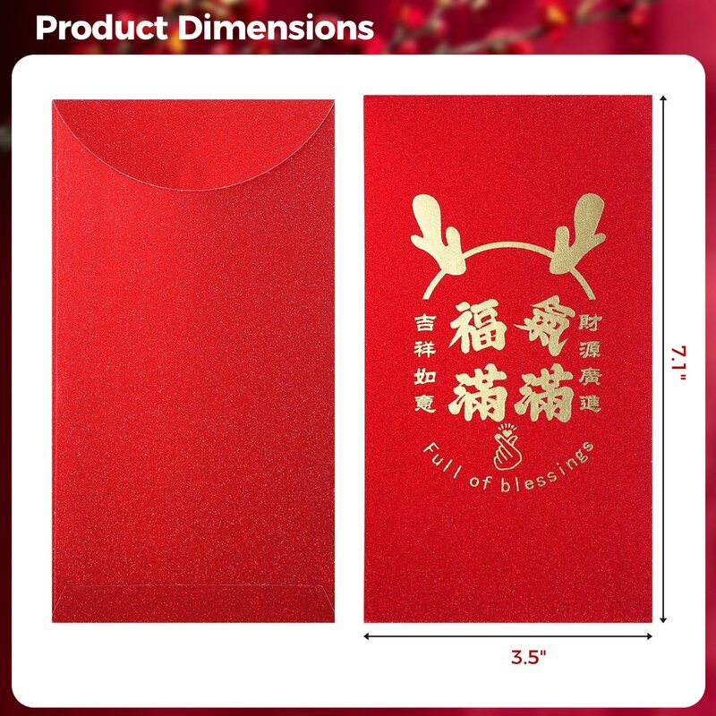 Enveloppes rouges Nouvel An chinois, Enveloppes porte-bonheur du festival du printemps, Nouvel An lunaire du dragon, Rouge 2024, 36 pièces