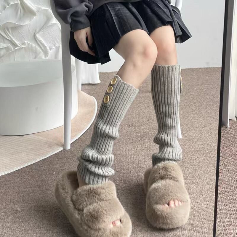 Lolita Long Socks Women Leg Warmers Knitted Warm Foot Cover White Arm Warmer Ladies Autumn Winter Crochet Socks Boot Cuffs