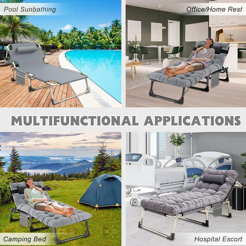 Folding Lounge Chairs Adjustable Multi Angle Sleeping Cot Portable Chair For Outside Beach Lawn Camping Pool Drop Shipping