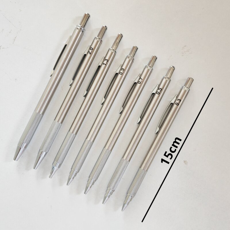 Mechanical Pencil 0.3/0.5/0.7/0.9/1.3/2.0/3.0mm Low Center of Gravity Metal Drawing Special Pencil Office School Art Supplies