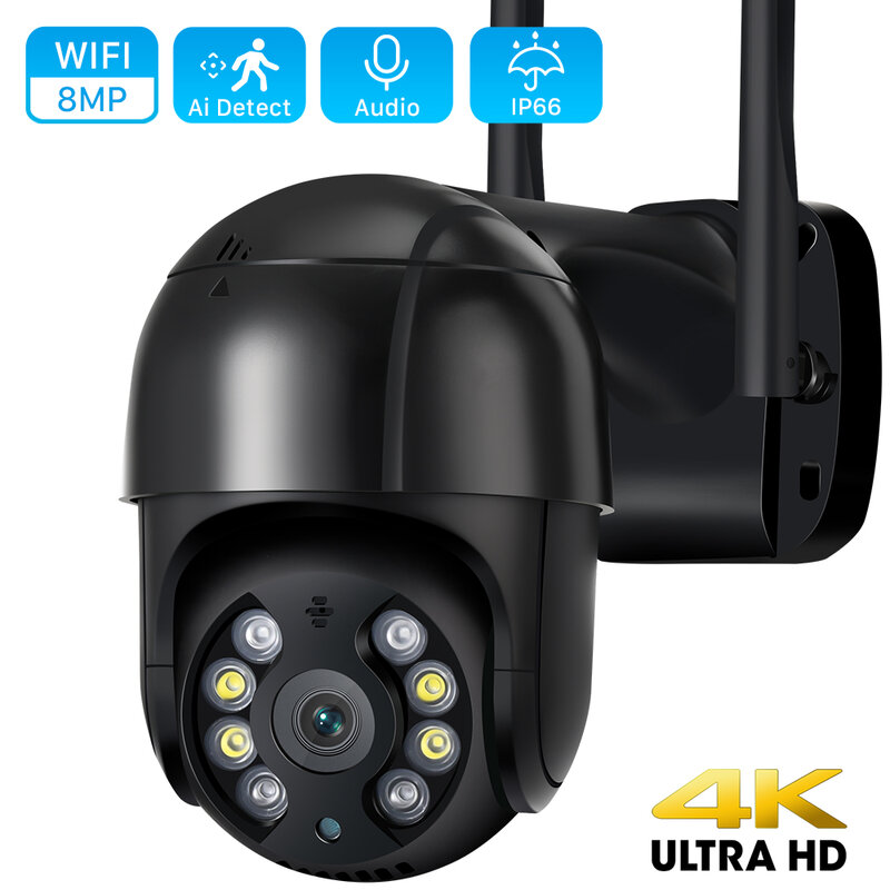 4K 8MP Wifi IP 카메라 5MP H.265 무선 야외 PTZ 카메라 AI 추적 3MP HD 보안 카메라, 1080P CCTV 감시 P2P iCsee