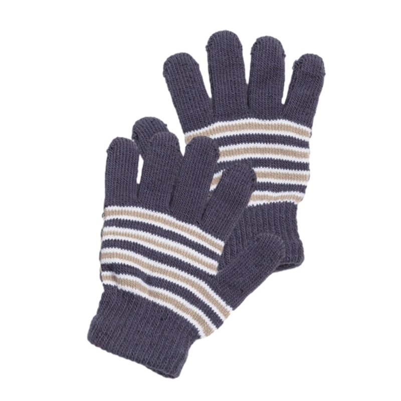 Зимние перчатки, спортивные варежки на полный палец с полосатым узором для детей