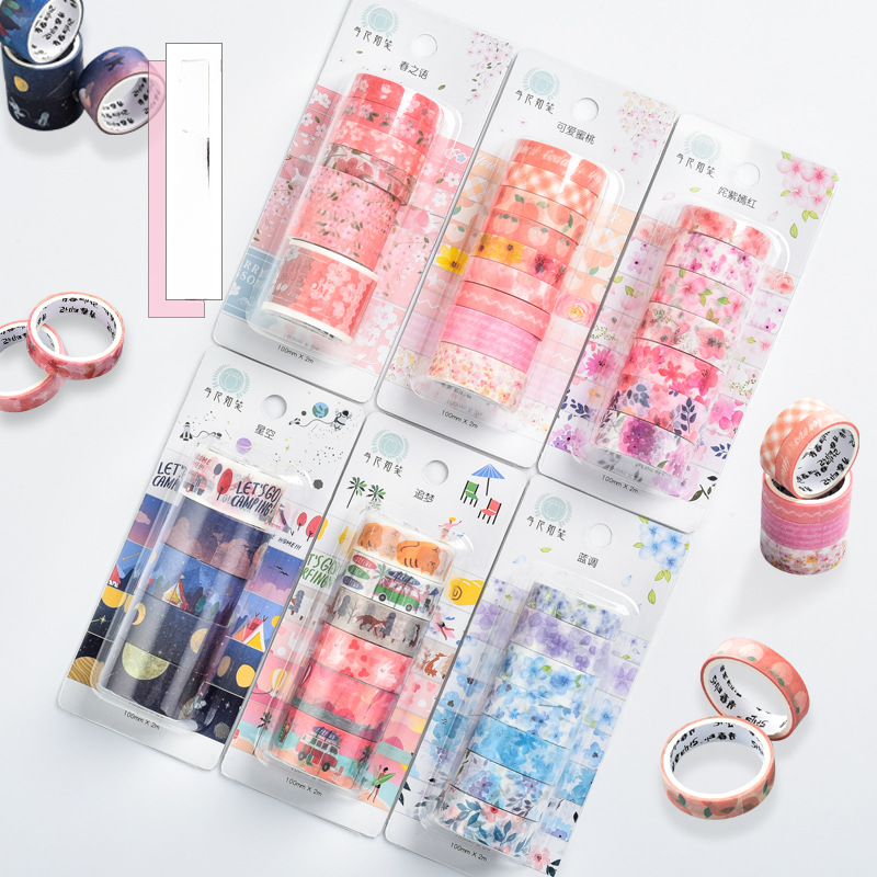 Kawaii frische japanische Blumen Washi Tape Set Scrabooking DIY Journal Briefpapier Masking Tapes Deko Schule Bürobedarf