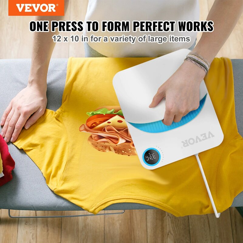 VEVOR 9x9/12x10 in Portable Heat Press Machine DIY Shirt Printing Multifunctional Sublimation Transfer for HTV Vinyl T-shirt Bag