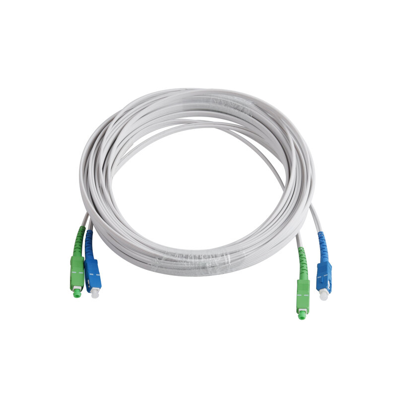 SC kabel OPTIK UPC + APC ke UPC + APC, kawat ekstensi APC mode tunggal, kabel Patch serat optik dalam ruangan 2 inti 60M/70M/80M/90M/100M/120M