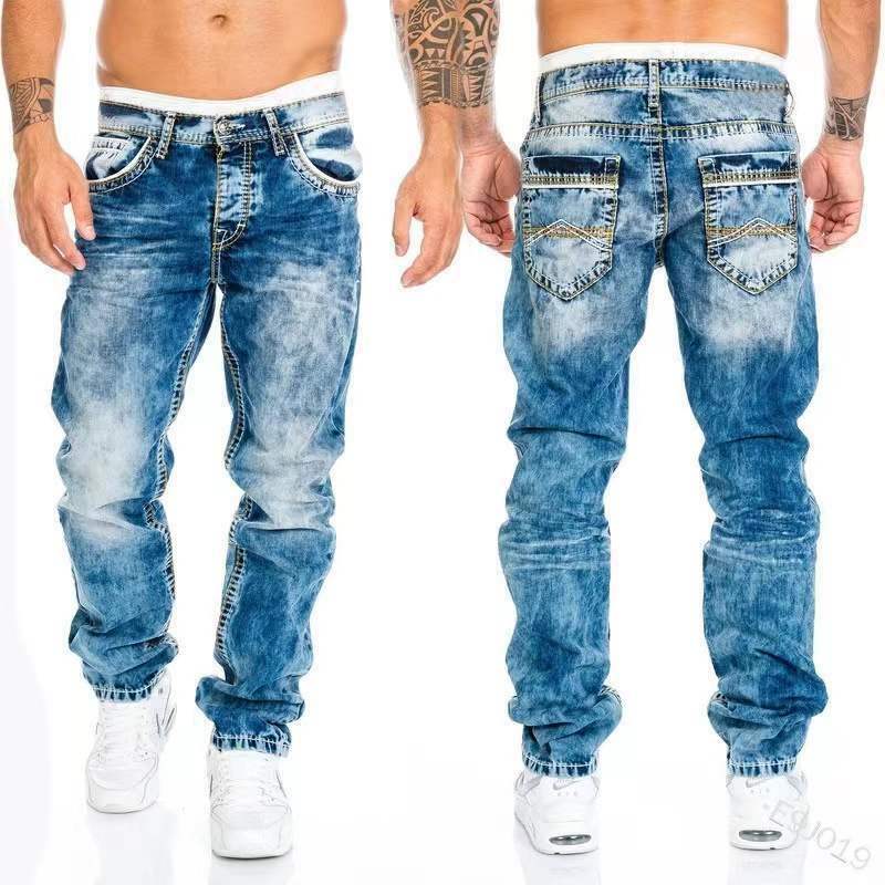 Modne nowe męskie dżinsy długie spodnie 2023 z wieloma kieszeniami proste nogawki wiosenne i jesienne codzienne odzież sportowa dżinsy uliczne