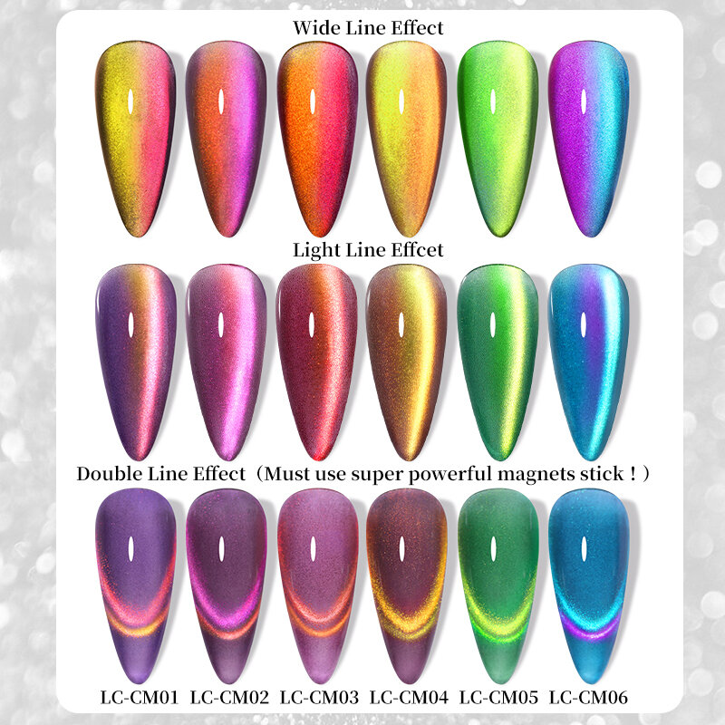 LILYCUTE 7ML Double Light Cat Magnetic Gel Polish Nail Art Sparkling Rainbow Gel Nail Polish Semi Permanent UV Magnet Gel Esmalt