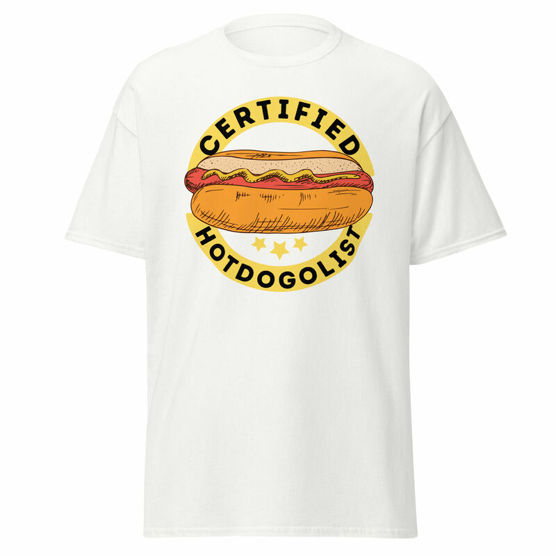 Hotdogolist camiseta masculina, Hot Dog Lover Tee, Certificado