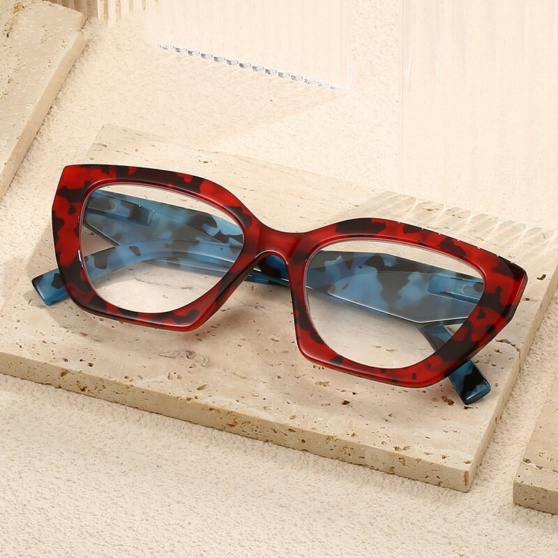 패션 레오파드 무늬 사각 프레임 독서 안경, 고화질 INS 노안 안경, 1.0 + 1.5 + 2.0 + 2.5 + 3.0 + 3.5 + 4.0