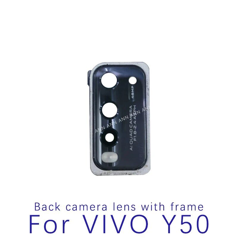 เลนส์กระจกกล้องถ่ายรูปหลังสำหรับ VIVO Y50ชิ้นส่วนอะไหล่กระจกพร้อมกรอบเลนส์กล้องถ่ายรูปหันหน้าเข้าหาหลักขนาดใหญ่