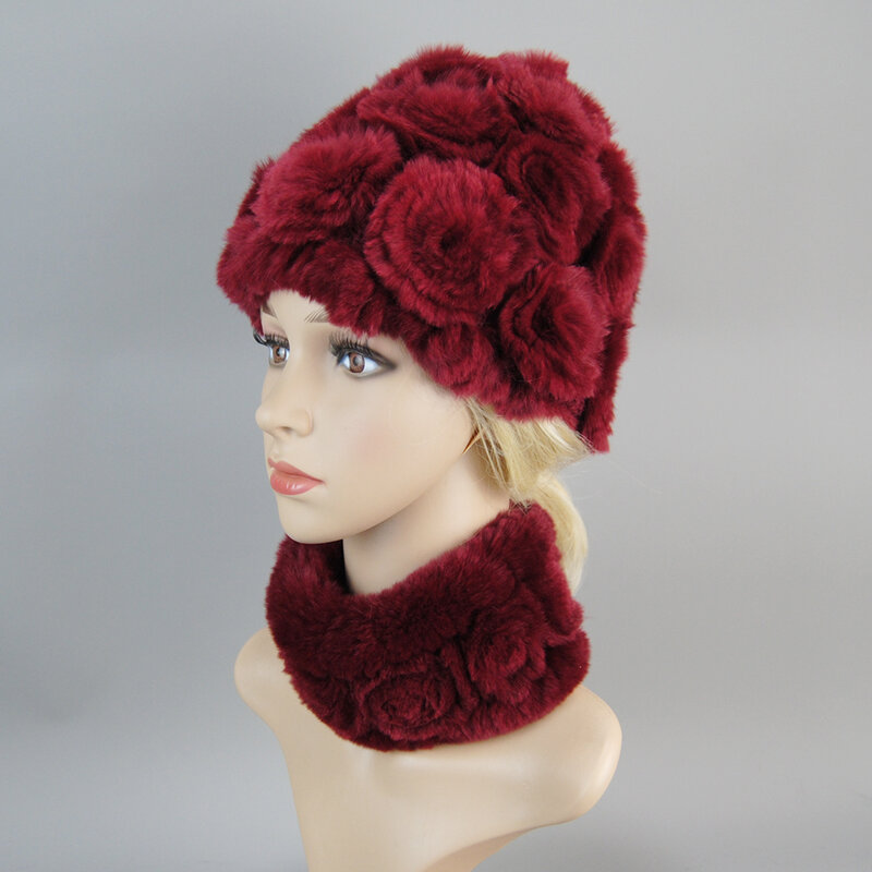 Женская зимняя теплая искусственная шапка, женская вязаная искусственная шапка, шарф из натурального меха для России, 2 шт.