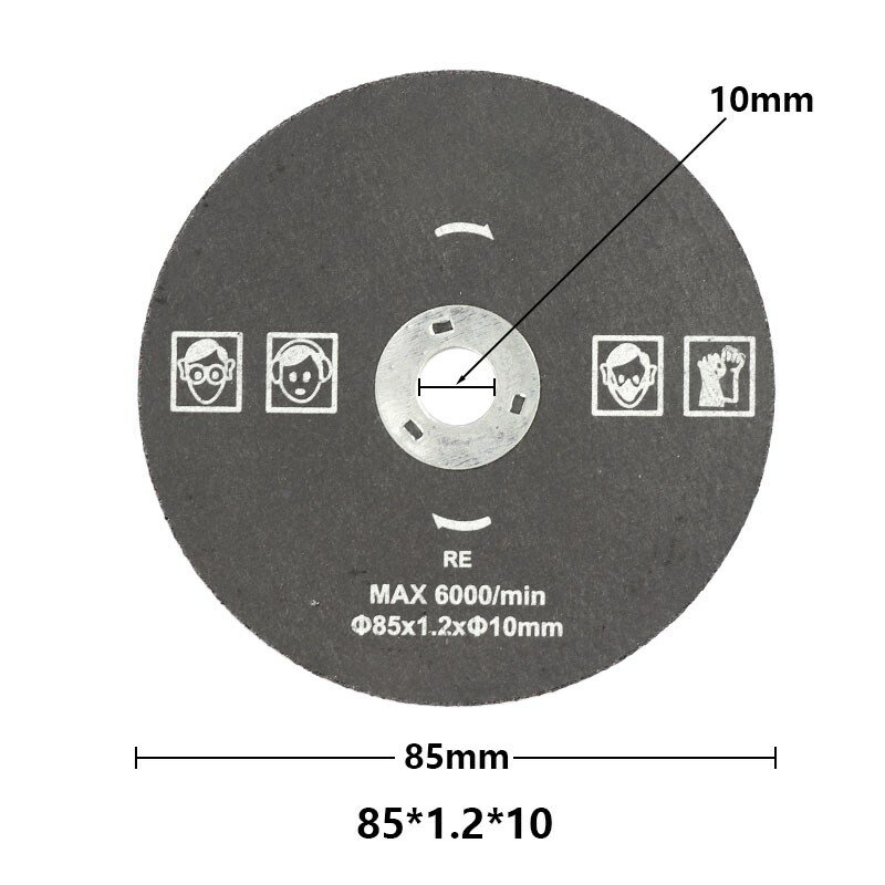 원형 수지 그라인딩 휠 톱날, 금속 절단 섬유 절단 디스크 연마 도구, 85mm, 85x10mm, 15mm