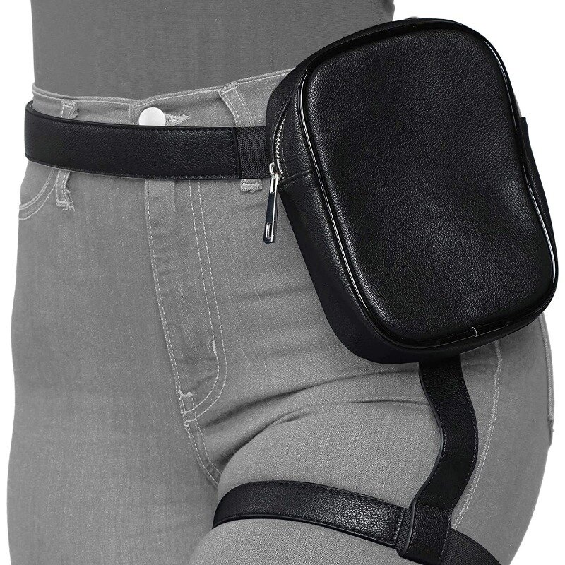 Fashion INS Hot Trendy Stylish Women Waist Leg Belt Leather Cool Girl Bag Fanny Pack For Outdoor Hiking Motorcycle Waist Bag A-1