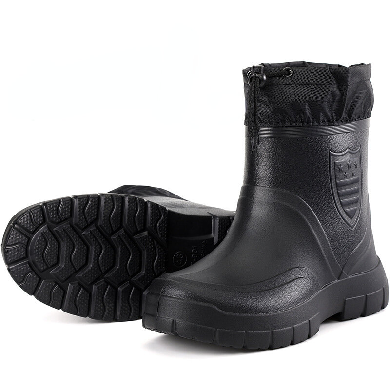 Botas de trabajo impermeables de EVA para Hombre, zapatos antideslizantes para pesca al aire libre, felpa, cálidos, cómodos, calzado plano de ocio a la moda