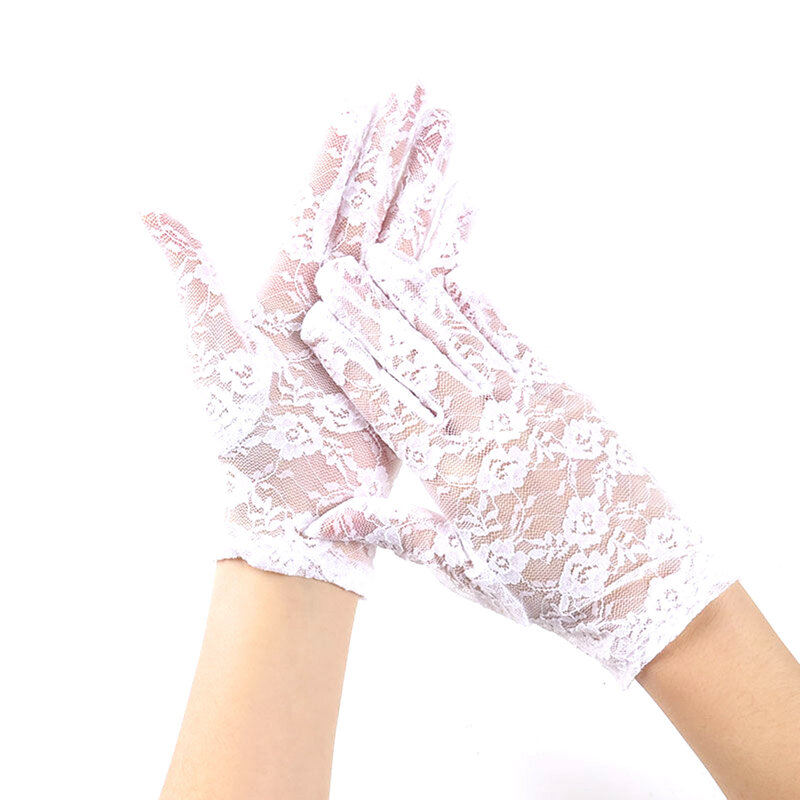 Женские кружевные перчатки, привлекательные кружевные бриллианты для невесты, женские сетчатые короткие перчатки с закрытыми пальцами, летние солнцезащитные перчатки