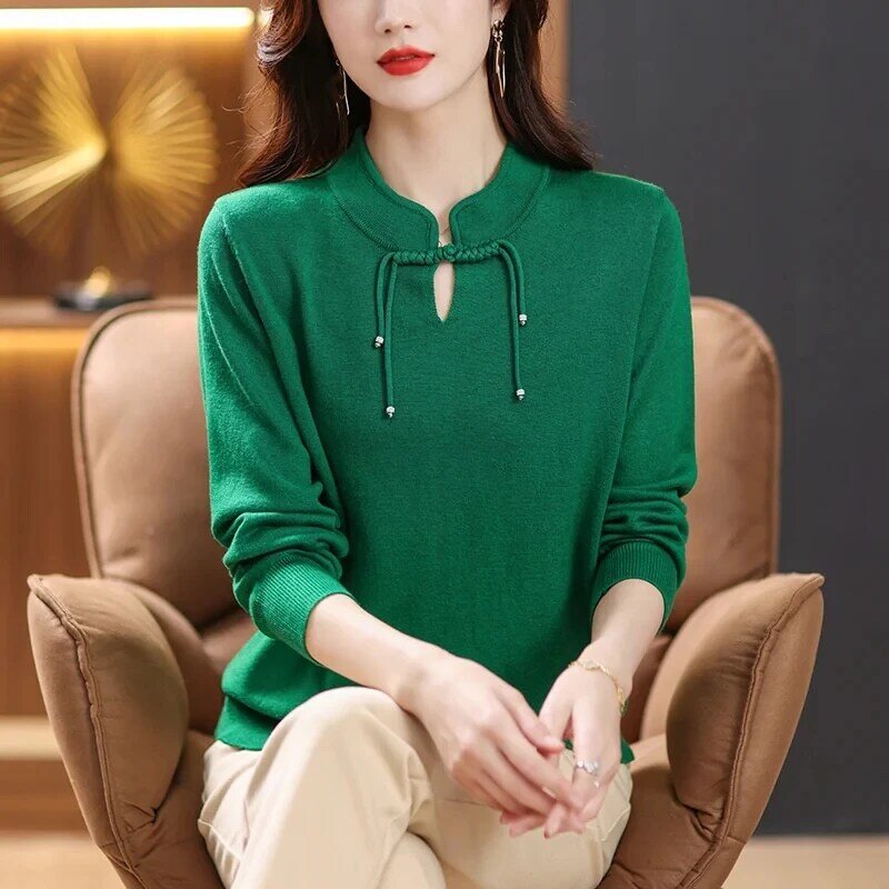 2024 autunno inverno nuovo Pullover maglione lavorato a maglia donna coreano sciolto moda temperamento breve maglia fondo camicia maglioni signore