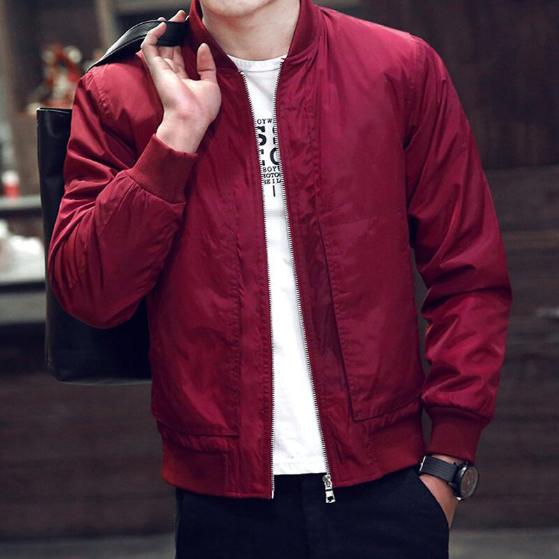 New Arrival Spring Men's Jackets Solid Fashion Coats Male Casual Slim Stand Collar Bomber Jacket Men Outerdoor Overcoat  M-XXXXL