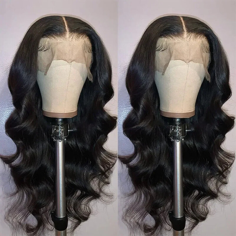 180Density Soft 26“Long Black Wave Curly Lace Front Wig For Black Women Babyhair Preplucked Heat Resistant Glueless Daily Wig
