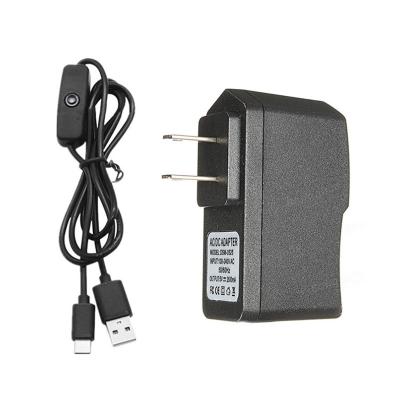 5V 3A 3000mA Power Supply Adapter USB Type-C Charger Cable for Raspberry Pi 4 4B US / EU Plug with Switch