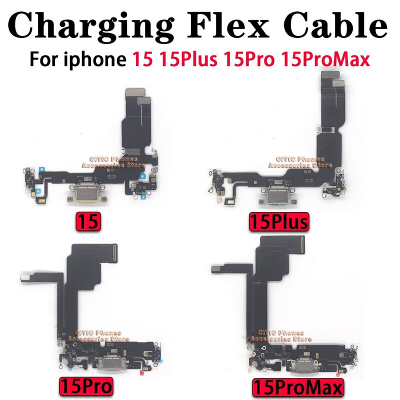 สายแพสำหรับชาร์จพอร์ต USB 1ชิ้นสำหรับ iPhone x XS MAX XR 11 12 13 MINI 14 PLUS 15 PRO MAX Dock ตัวเชื่อมต่อที่ชาร์จกับไมโครโฟน